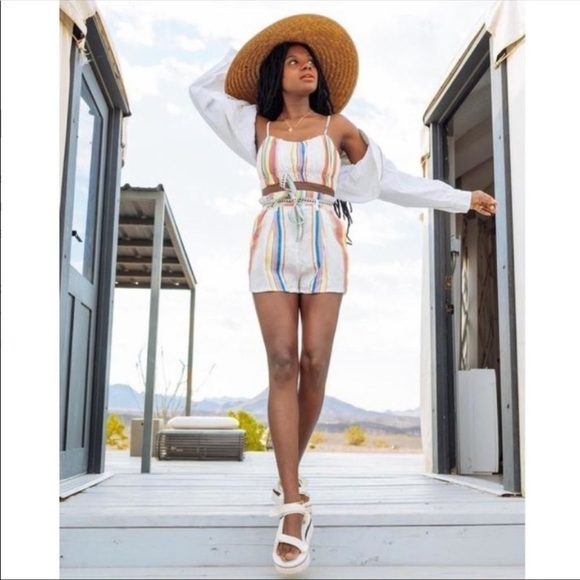 NWOT H&M X Lemlem Striped Lyocell Linen Blend Crop Top Size Large - Picture 4 of 8